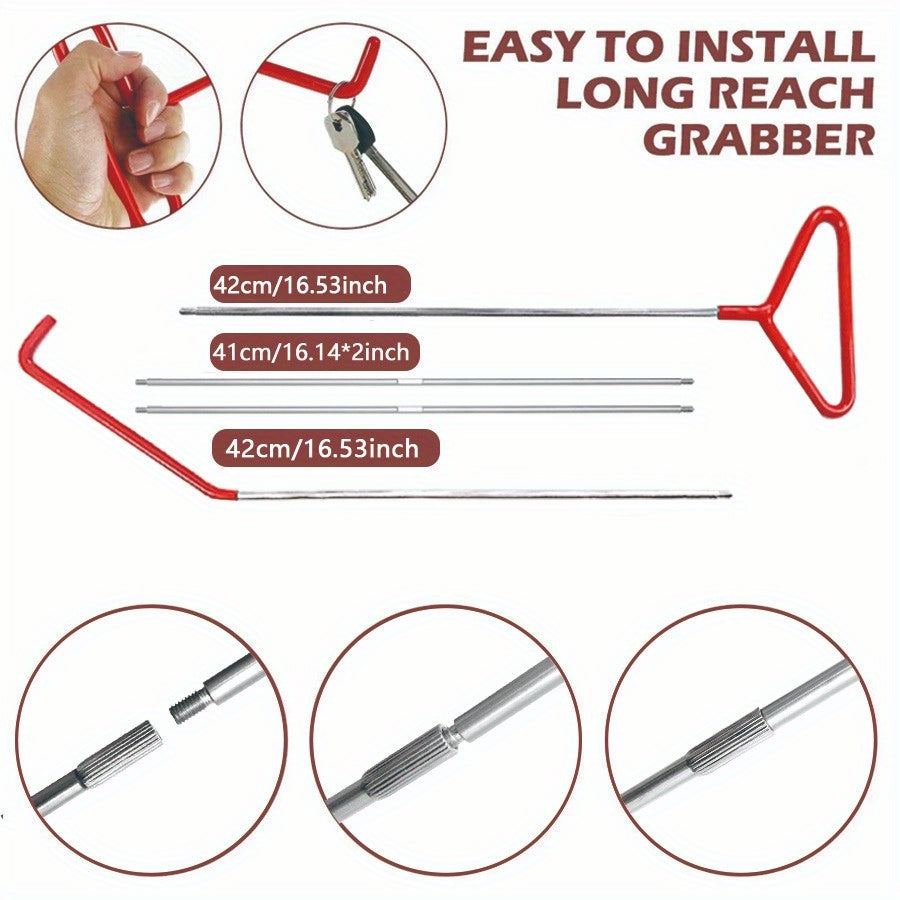 Car Lockout Tool Kit 18/23Pcs, Long Reach Grabber 67 Inch, Air Wedge Bag, Non-Marring Wedges, J-Hook Pull Hook, Stainless Steel Dent Repair Tools for Auto Body Work