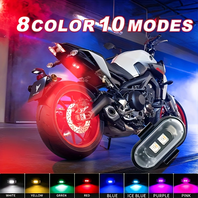 Wireless LED Strobe Warning Lights with Remote Control – 8 Colors, 10 Modes, USB-C Rechargeable, IP65 Waterproof for Cars, Trucks & Motorcycles