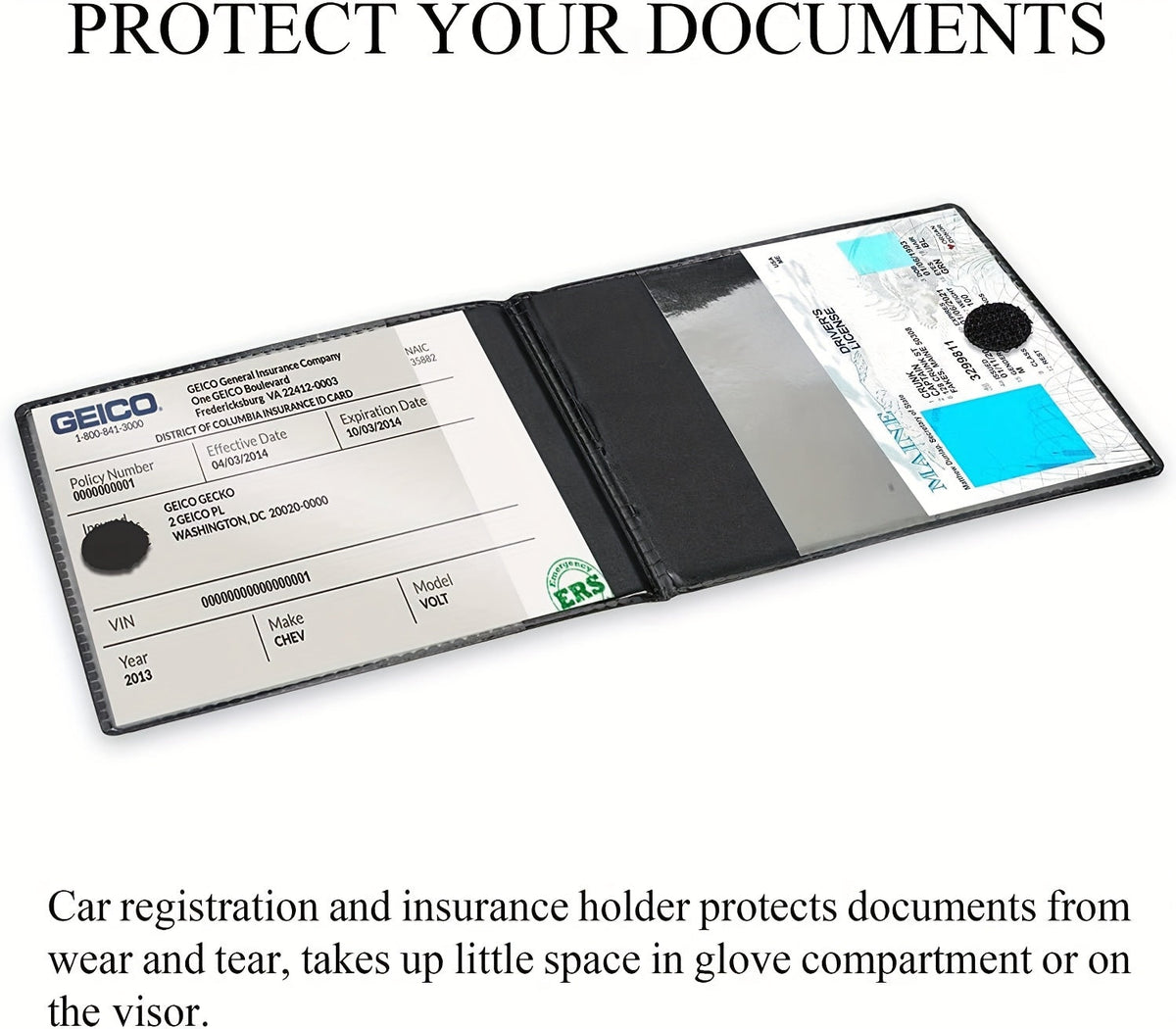 Car Document Holder – Multi-Slot Insurance Card, Registration & Driver License Organizer for Car Truck Motorcycle Trailer | Black Gold Design, 1pc & 2-Pack