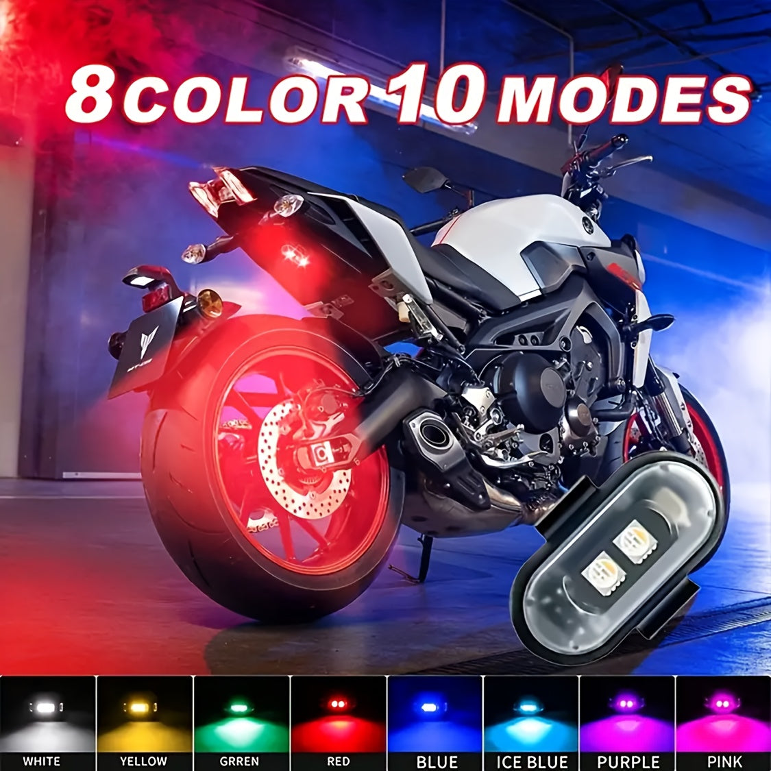 Wireless LED Strip Lights 8-Color Anti-Collision High Brightness Remote Control USB Charging Waterproof for Car Motorcycle Bike Drone Aircraft 4pcs or 6pcs