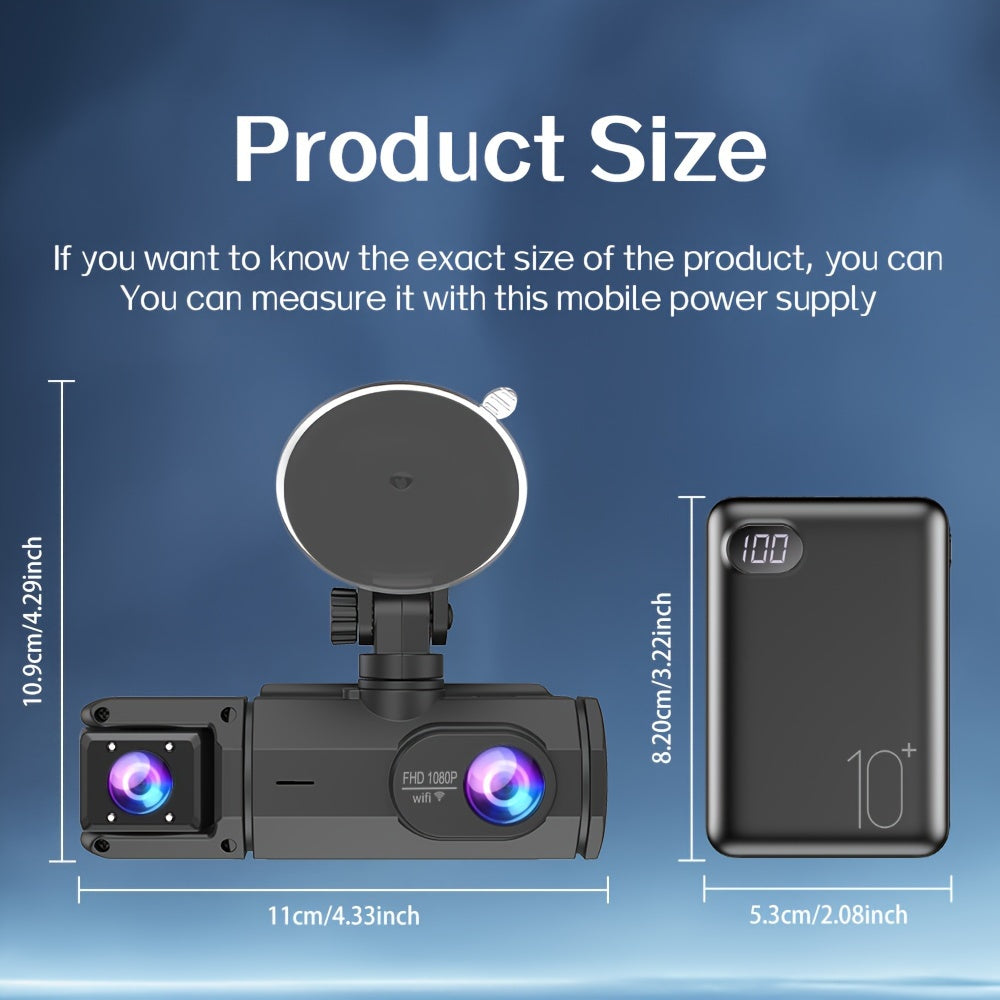 Dash Cam 2/3 Lens with Night Vision & WiFi – 2.0" IPS Screen, 170° Wide Angle, Loop Recording, G-Sensor, Optional 32GB Card