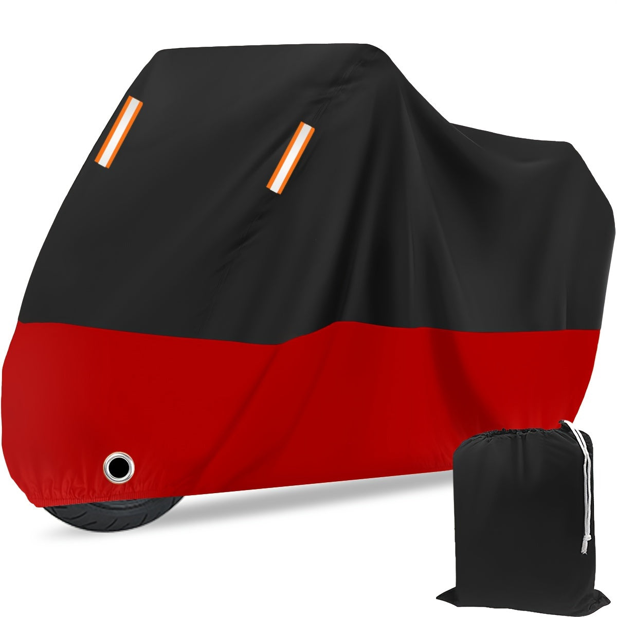 Motorcycle Cover 210D Oxford Cloth Waterproof All-Weather – Reflective Stripes for Harley Davidson Honda Suzuki Kawasaki Yamaha M & XXXL Black Red