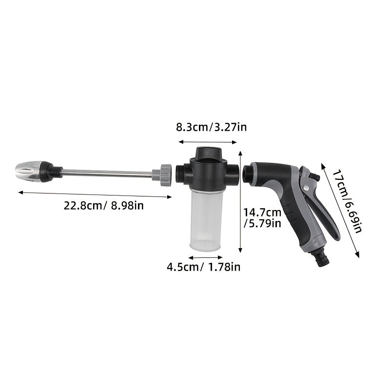 High Pressure Car Wash Gun with Adjustable Nozzle, Heavy-Duty Plastic Spray Gun for Car & Motorcycle Washing, Compatible with Standard Garden Hoses