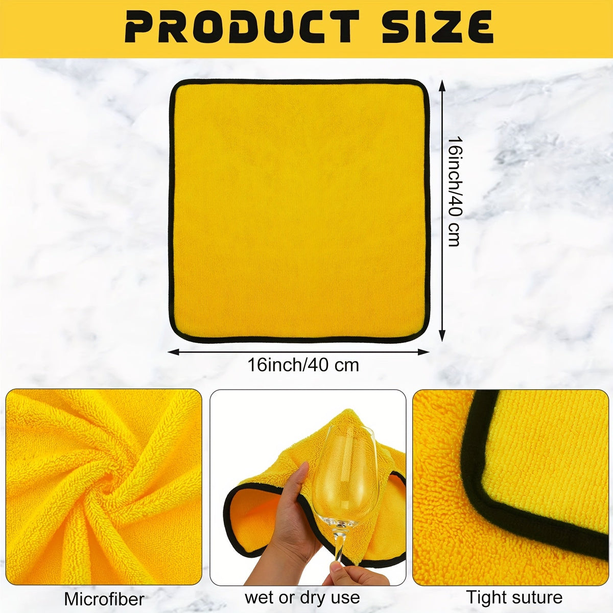 Microfiber Car Cleaning Towels 40-Pack – 16"x16" Ultra Soft Absorbent Cloths for Car Drying, Polishing & Detailing