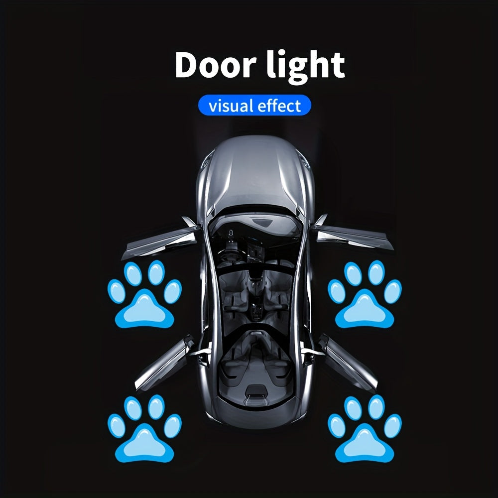 Car Door Step Courtesy Light 2pcs LED Projector, Welcome Shadow Logo Pattern Night Light, Festive Atmosphere Lamp — Sky Blue, Pink, Amber