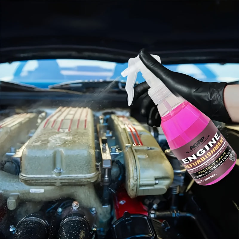 Engine Bay Plastic Care Spray, Gloss Enhancer & Spot Remover, Glycerin Formula for Engine Bay Revival, Auto Detailing Kit, 200ml with Sponge