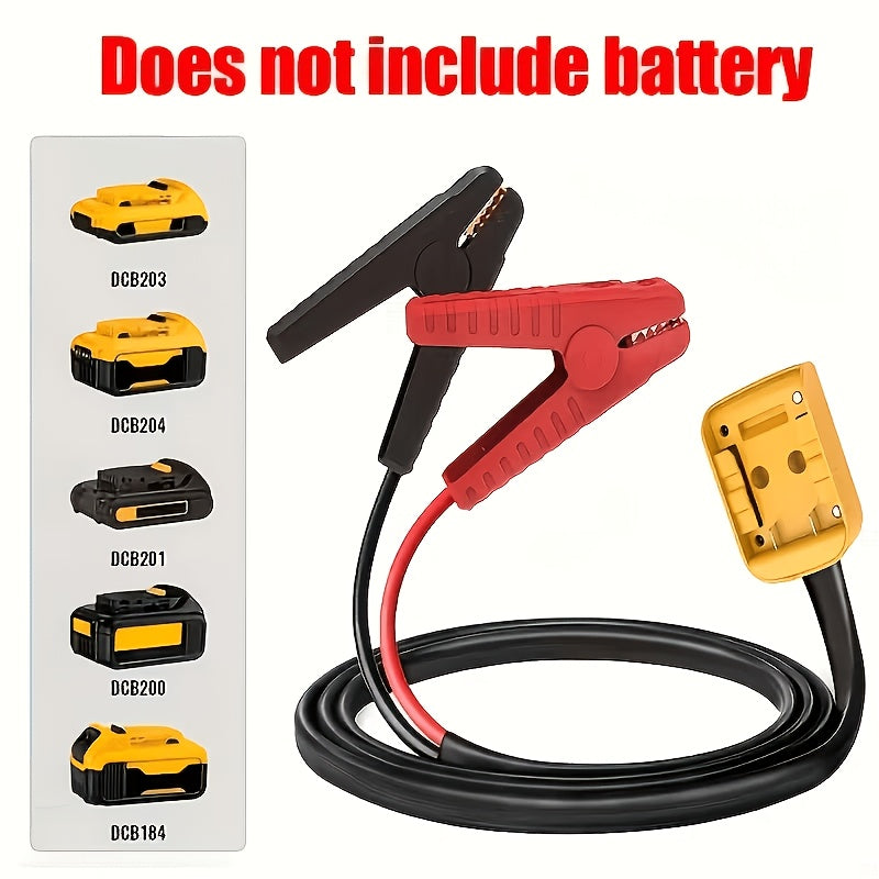 Car Jump Starter Cable Adapter for DeWalt 18V/20V DCB Battery – Portable 12V Battery Pack Connector, ABS, 0.98ft & 6.56ft Options, Battery Not Included