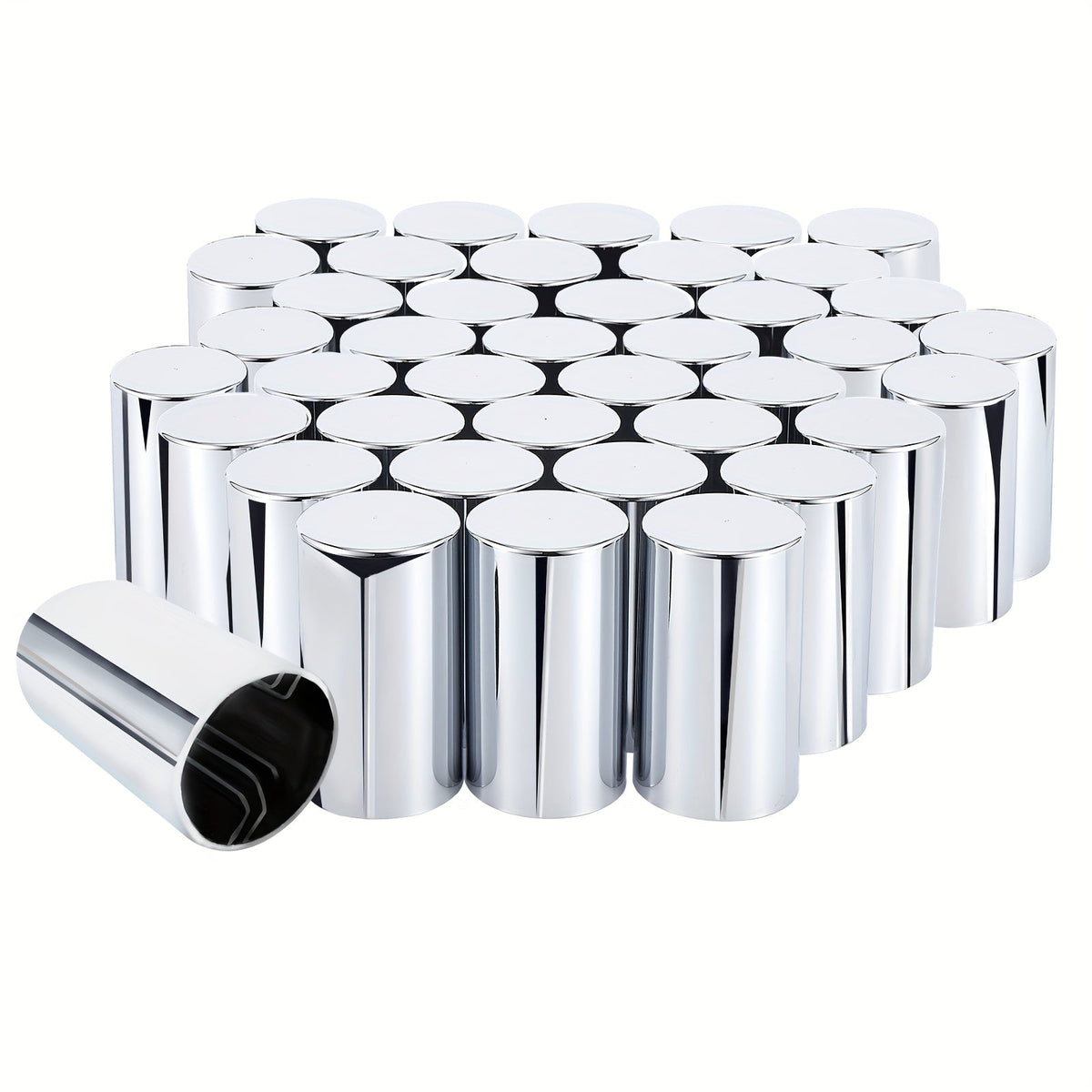 Lug Nut Covers 33mm x 3.5" Chrome ABS – Push-On Spike Caps for Semi Truck Trailer Hub Piloted Wheels, Anti-Loose Design, 20 40 or 60 Pack