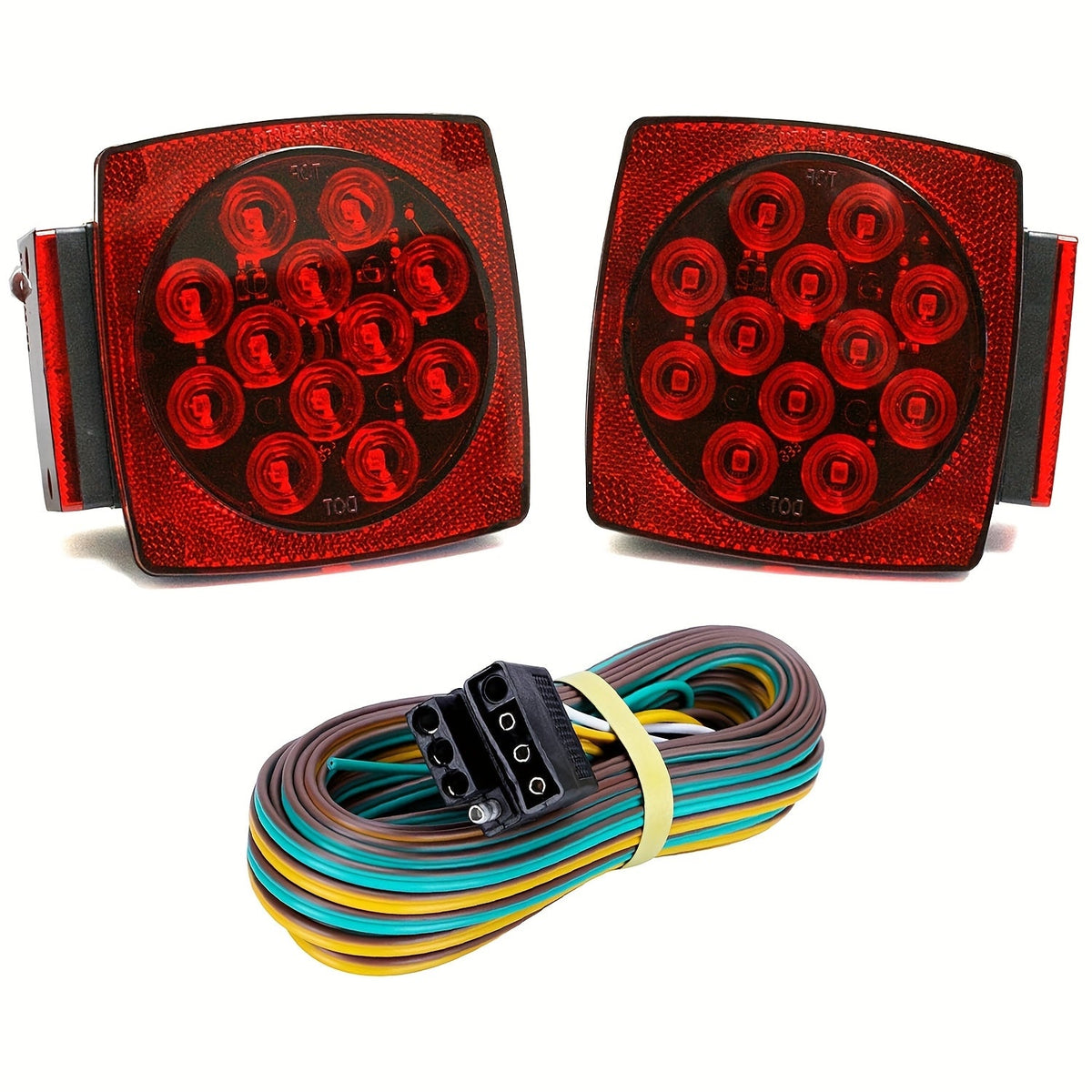 12V LED Trailer Tail Lights – Square Stop, Turn Signal, Brake & License Plate Light Kit for Trailers Under 80", Boat, RV, Camper & Utility Trailer