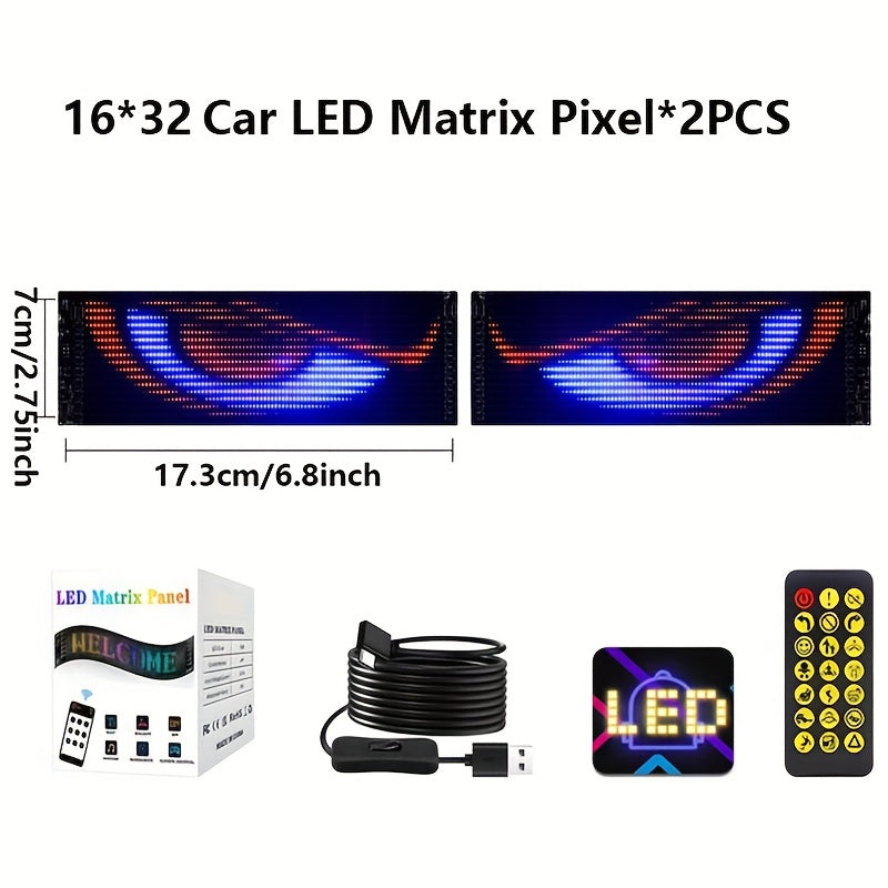 Programmable Scrolling LED Car Sign with App & Remote Control, USB Powered DIY Text Animation Graffiti Pattern, Rolling Display for Trucks SUVs Store Bar Hotel