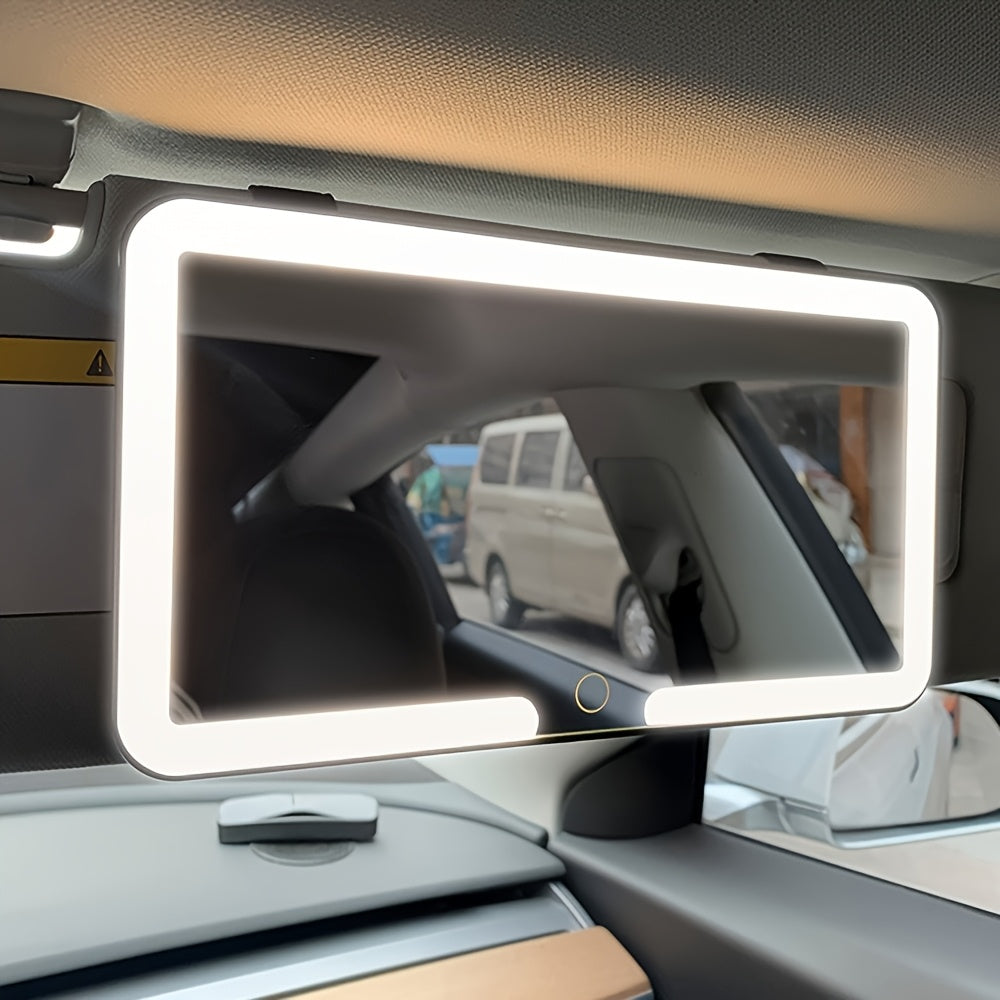 Car Sun Visor Makeup Mirror LED – USB-Powered Vanity Mirror with 3 Light Modes, Universal Fit for Cars Trucks SUVs, Gift for Women Drivers