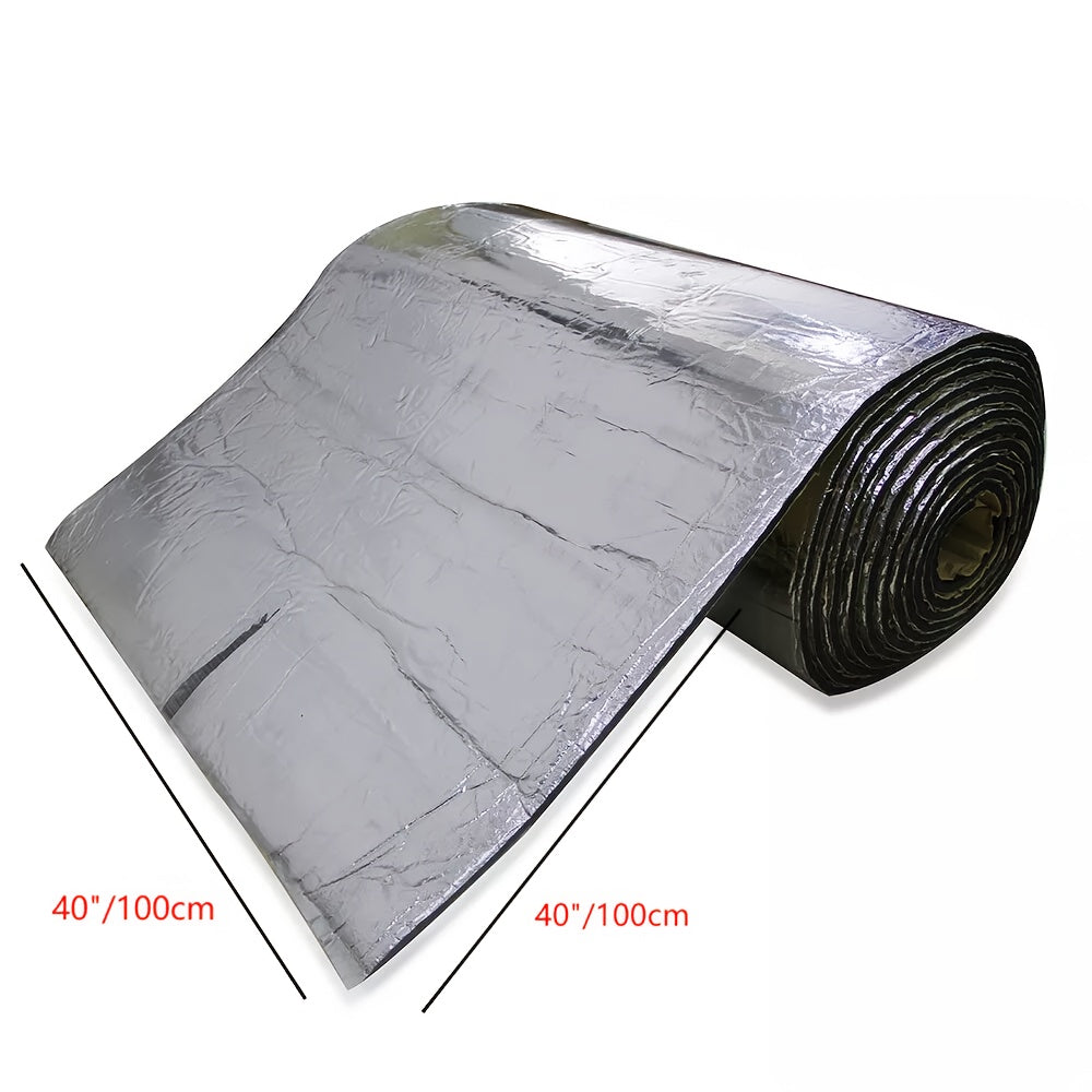 Car Hood Sound Deadener Heat Shield Mat 40"x40" (100x100cm), 5mm Self-Adhesive Engine Noise Insulation Foam with Aluminum Foil Thermal Barrier for Auto Engine Compartment