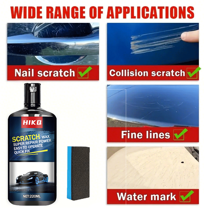 Scratch Repair Wax 7.44oz – Fast-Acting Multi-Surface Scratch Remover for Cars, Motorcycles & Furniture with Sponge Applicator