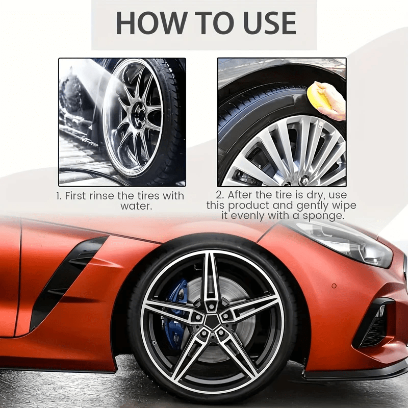 Tire Blackening Wax 30g + Sponge – Long-Lasting Shine, Scratch Concealment & Wheel Restoration for Car Bike Motorcycle | Deep Black Polish