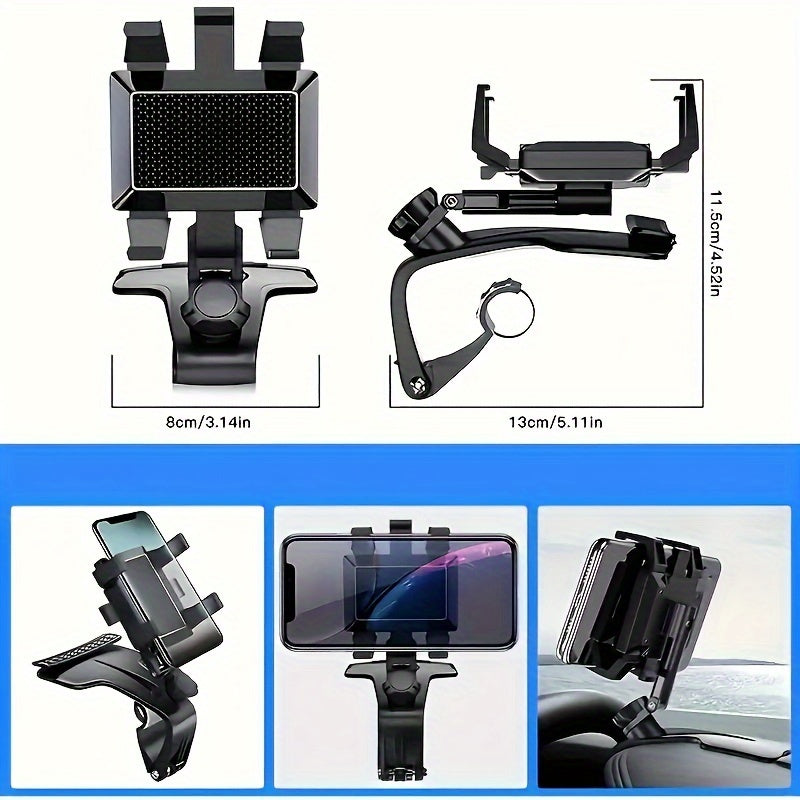 360° Rotating Car Dashboard Phone Mount Holder with Parking Number Plate Card – Universal GPS Navigation Bracket