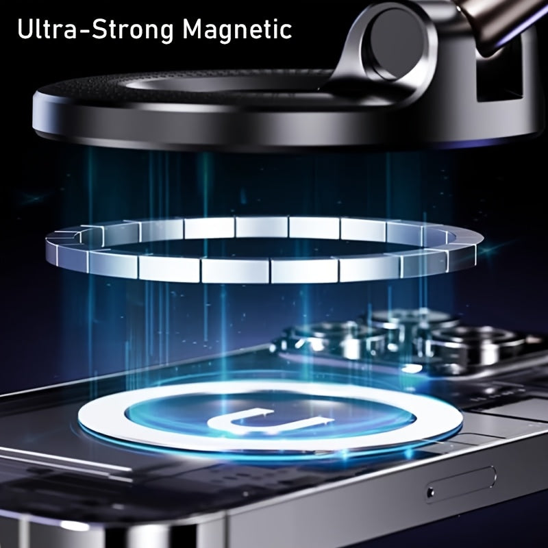 Magnetic Phone Mount 360° Rotation, Foldable Portable Phone Holder for Car Dashboard, Gym, Mirror & Smooth Surfaces, Universal Fit for All Smartphones