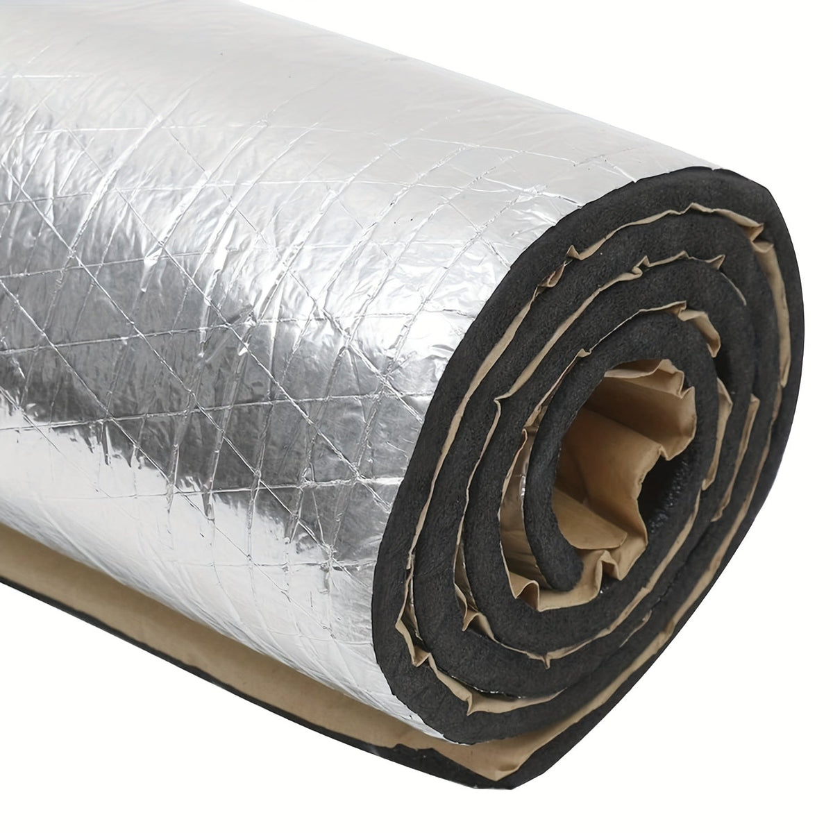 Automotive Aluminum Heat & Sound Insulation Mat 10mm, 315"x16" Roll, Black with Grey Backing, Thermal Noise Barrier for Car Door Floor Hood