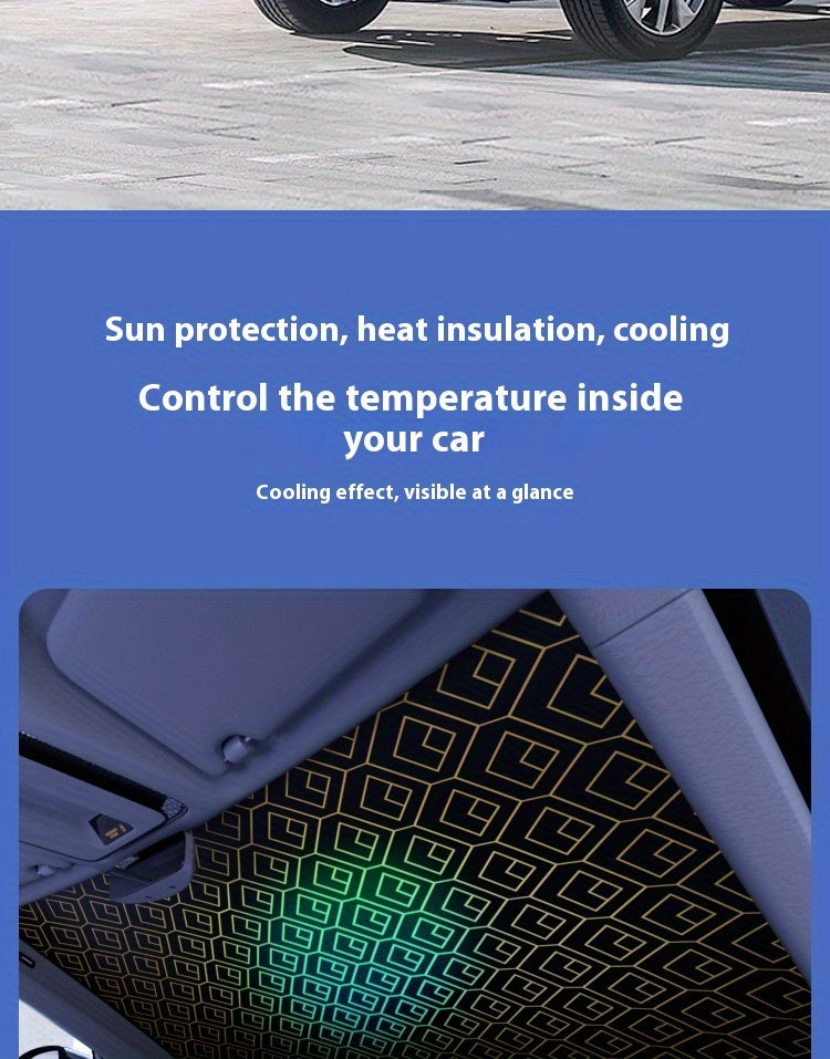 Car Windshield Sunshade 5-Layer Laser Insulation - Thickened UV Heat Blocker, Diamond Pattern, Fits Toyota Sienna Tundra Ford F150 & Universal Sizes, Gold Black