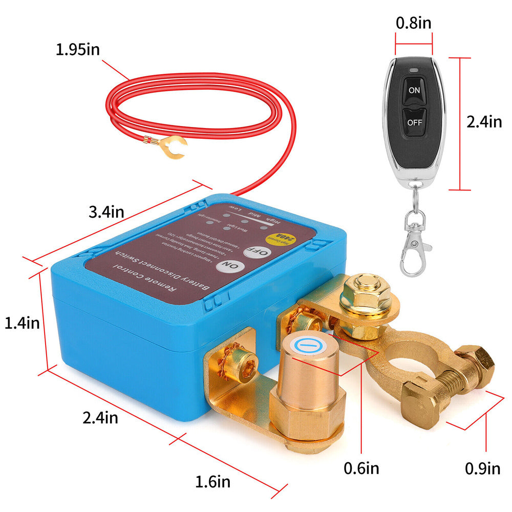 Remote Battery Disconnect Kill Switch 12V/24V 240A – Auto Cutoff at 11.8V, 433MHz Remote, Magnetic Latching, for Car, Truck, RV, ATV, Boat & Motorcycle