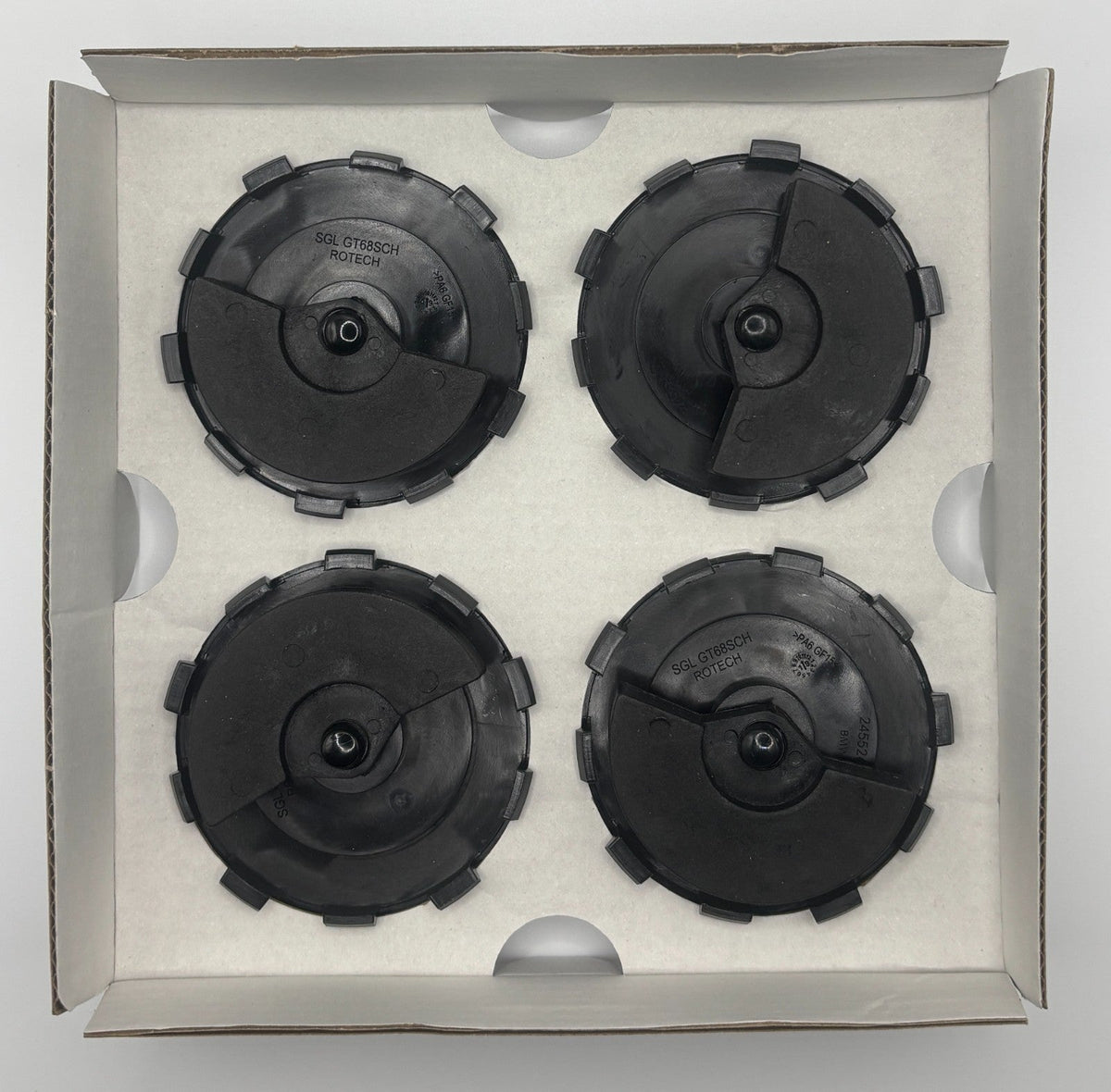 56mm 68mm Floating Center Caps Fits BMW Blue Black 50th Anniversary Set of 4
