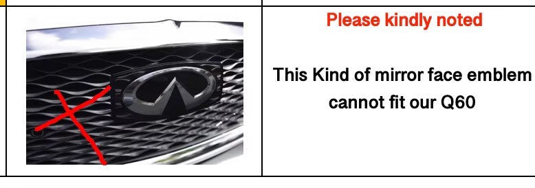 Infiniti Q60 RGB LED Grille Emblem Color Changing Gloss Black 2017-2022