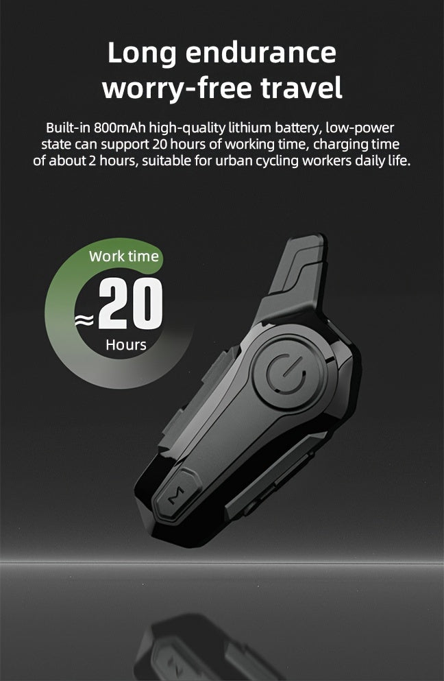 Motorcycle Helmet Bluetooth Intercom Headset – Wireless 2-Rider Communication, Compatible with Full-Face, 3/4 & Open-Face Helmets