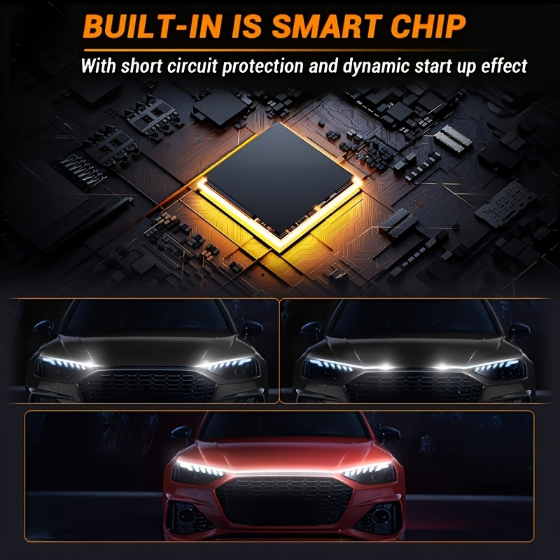 70 Inch Engine Bay LED Through Light 2000-3000 Lumens White Auto Welcome Mode Steering Effect 12V Hardwire for Car SUV Universal Fit