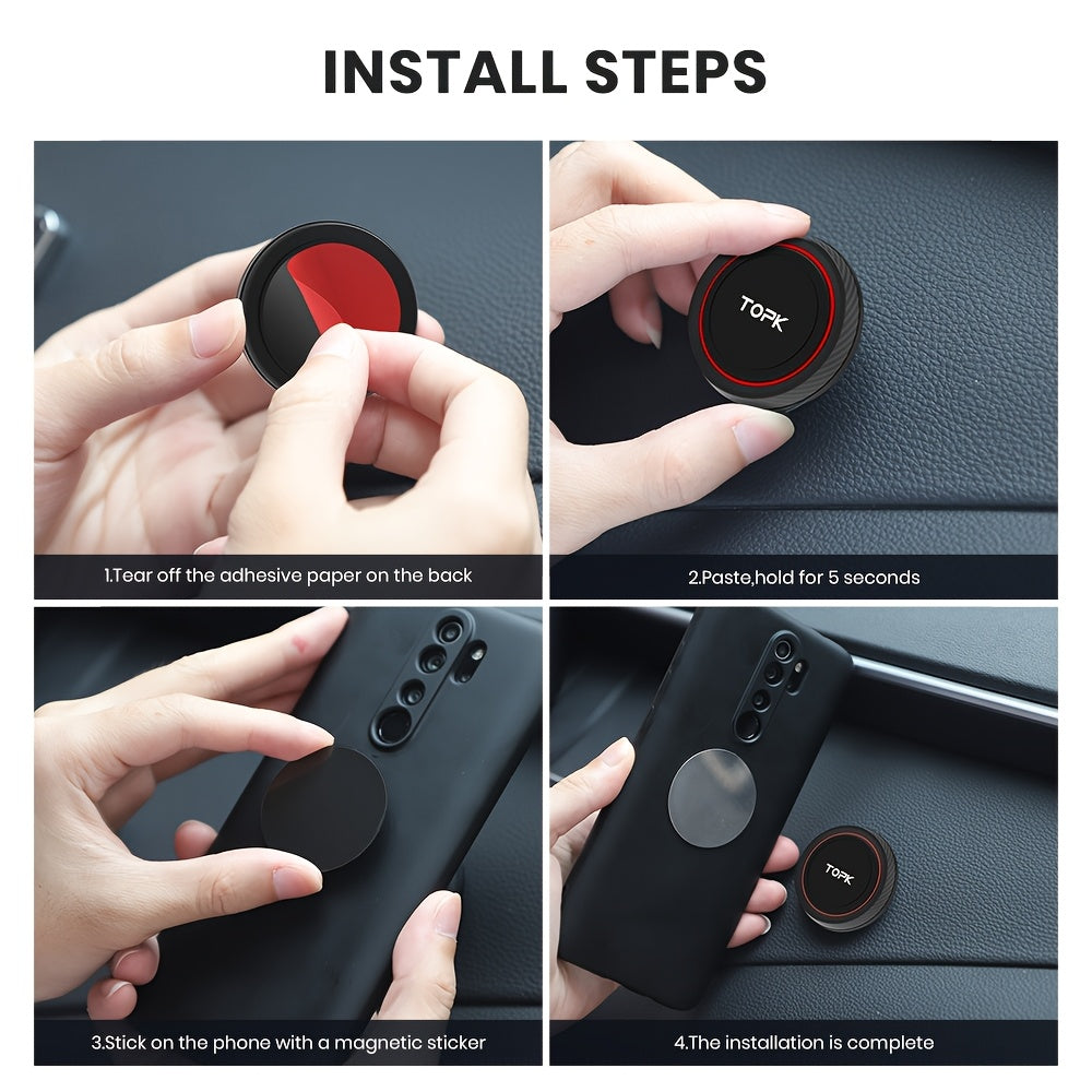 Magnetic Phone Mount for Car Dashboard 2-Pack, Strong Magnet 360° Rotation Cell Phone Holder, Temperature-Resistant Adhesive Car Mount for iPhone Samsung Xiaomi Huawei Smartphones
