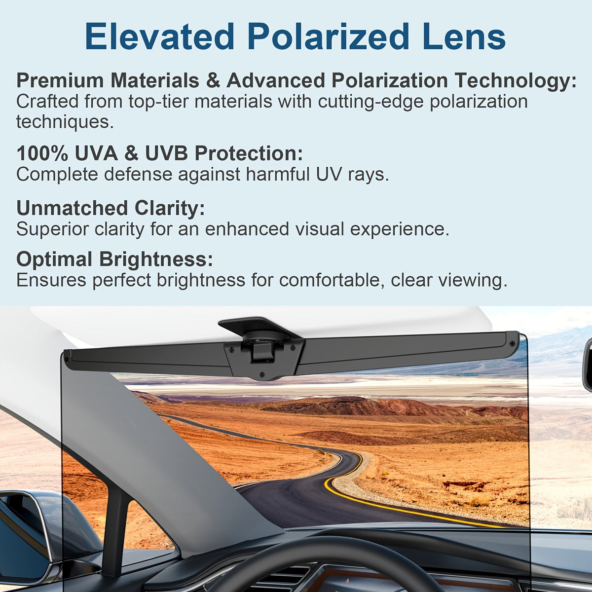 Sun Visor Extender Polarized UV400 Anti-Glare Clip-On – Adjustable Driving Glare Shield | Universal Fit Car SUV Truck Eye Protection
