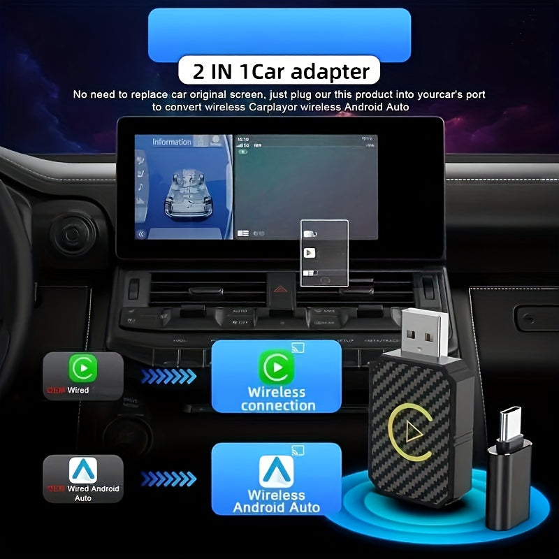 Mini Wireless CarPlay Adapter – Plug & Play Low Latency | Apple & Android Compatible | Wired to Wireless | No Battery Required