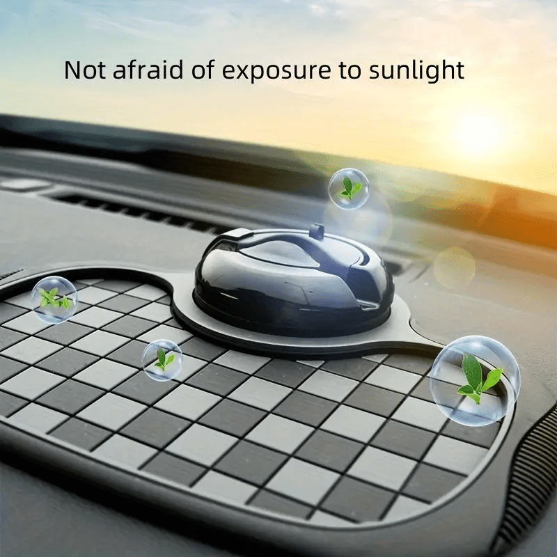 Non-Slip Car Dashboard Pad with 360° Rotating Phone Holder & Parking License Plate – Anti-Slip PVC Grip Mat, Ergonomic Oval Design