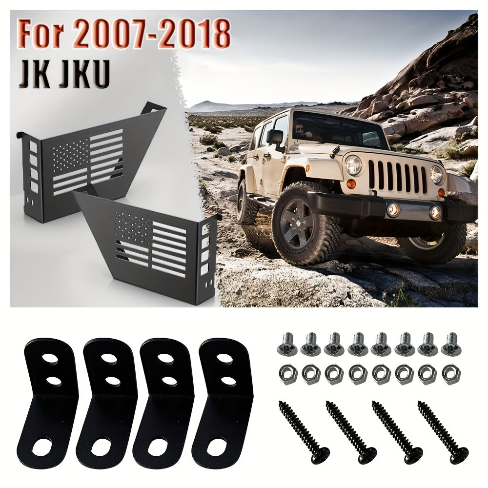 Jeep JK Front Door Storage Box Set of 2 Black Steel – Fits 2007-2018 Wrangler JK JKU 2-Door & 4-Door, Side Insert Organizer Replaces Sagging Net