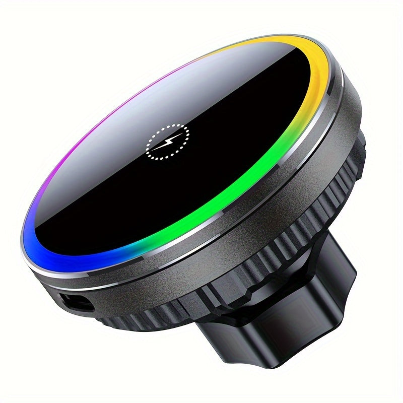 MagSafe Car Wireless Charger for iPhone 12-16, Magnetic Air Vent Mount, Qi1 Fast Charging, Dual Cooling Fans, Circular Design