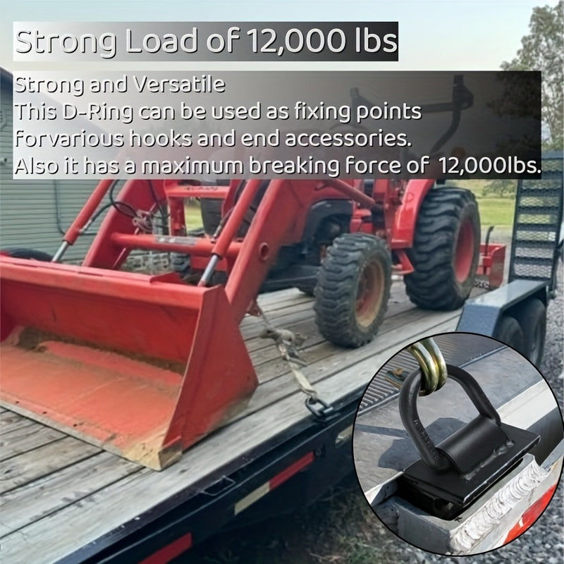 Stake Pocket D-Ring Tie Down Anchors Heavy Duty 12000LBS for Flatbed Trailer Truck Cargo – 6 or 8 Pcs with Hitch Pin & Anti-Slip Gloves