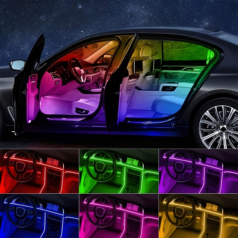 RGB Car Interior Ambient Light 48 LED Under Seat Lighting Kit App Control USB Remote 16 Million Colors for All Car Models No Battery Required