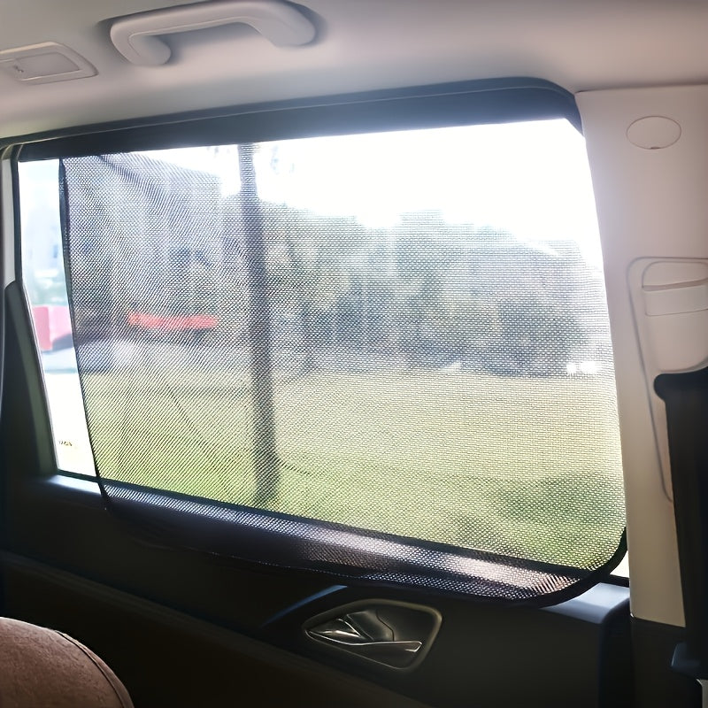 Magnetic Car Sunshade Curtains 4pcs – Black Mesh UV Protection & Heat Insulation, Easy Install on Window or Windshield
