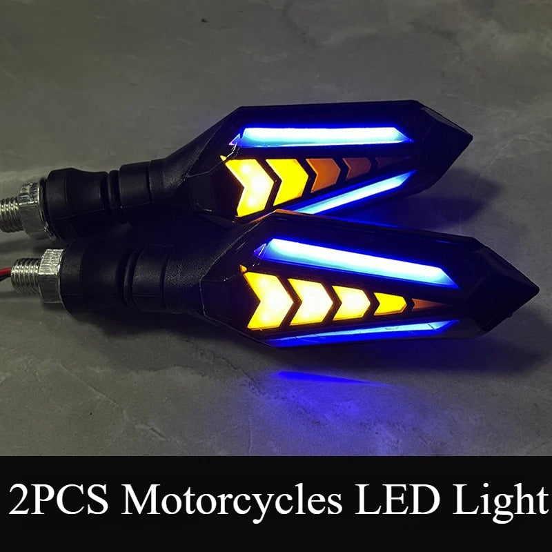 LED Double-Side Flow Arrow Turn Signal Light 2-Pack, 12V Universal Sequential Indicator for Truck Boat SUV ATV, Blue/Amber & Red/Amber, Waterproof Side Marker Light