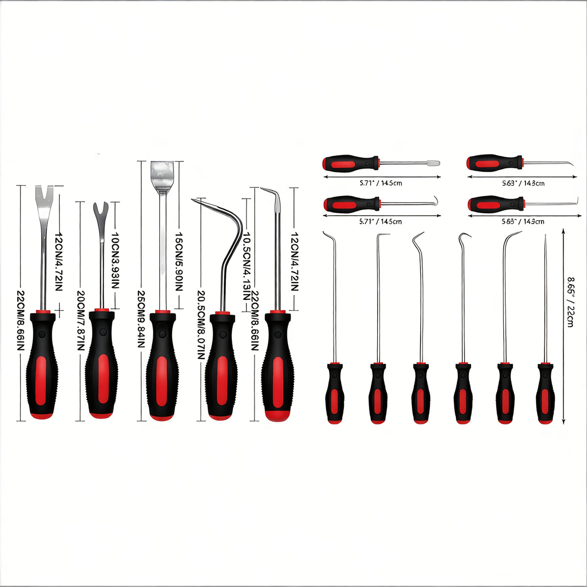 Pick and Hook Set 10/15Pcs – Chrome Vanadium Precision Automotive Hook Tool for Oil Seal, O-Ring, Gasket, Clip Removal – Ergonomic Non-Slip Handle