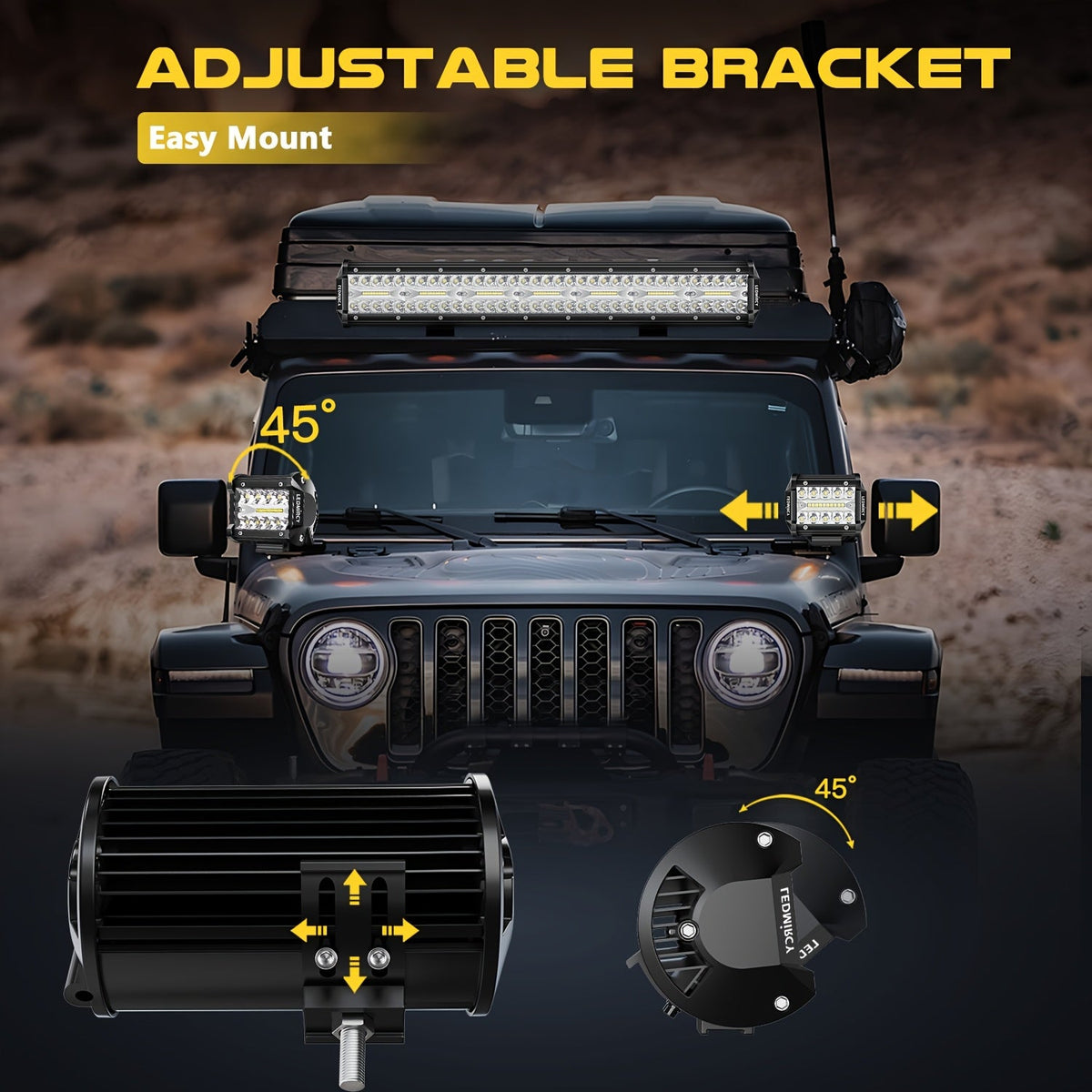 20 Inch LED Light Bar and 4 Inch LED Pods Kit, Triple Row Off Road Light Bar with Wiring Harness Rocker Switch, for UTV ATV Pickup Trucks Boat Jeep SUV