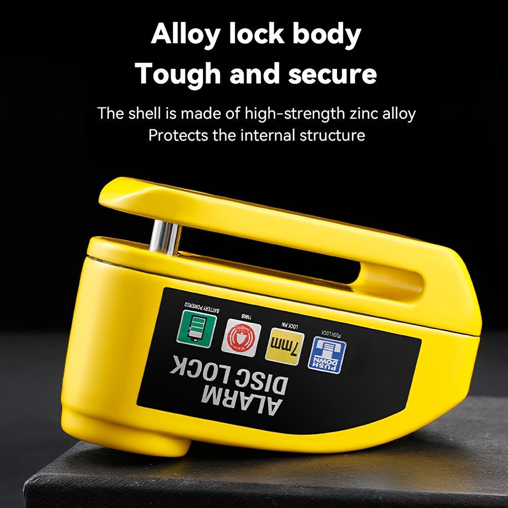 Motorcycle Alarm Disc Brake Lock 110dB – Anti-Theft Wheel Security Lock for Motorcycle, Scooter & Bicycle | Yellow, Black