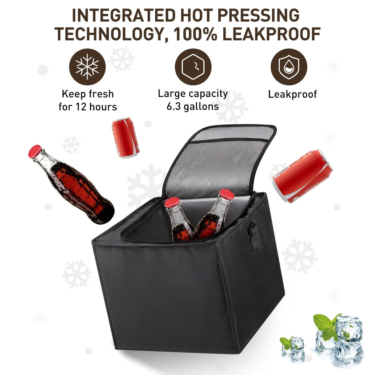 Insulated Car Trunk Organizer with Cooler Bag – Heavy-Duty Foldable 3-Compartment Storage with Lid, Leakproof Lining & Adjustable Dividers for Car Truck SUV