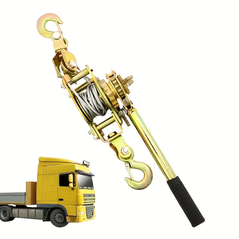 Manual Cable Puller Winch with Double Hook – 1 Ton & 2 Ton Heavy Duty Cargo Binding & Tightening Strap, Steel Wire Rope, Portable Trailer Winch