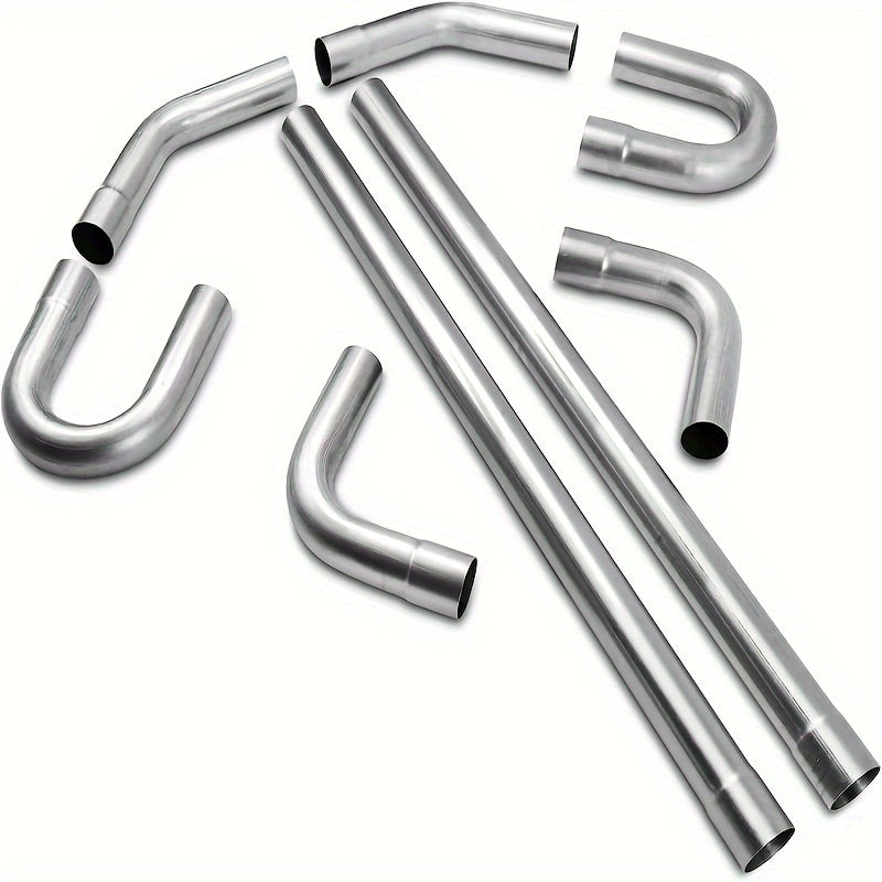 2.5" Mild Steel Exhaust Pipe Kit 16pc | Mandrel Bent 16-Gauge Tubing 90° 45° 180° U-Bend & Straight Pipes Universal Fit