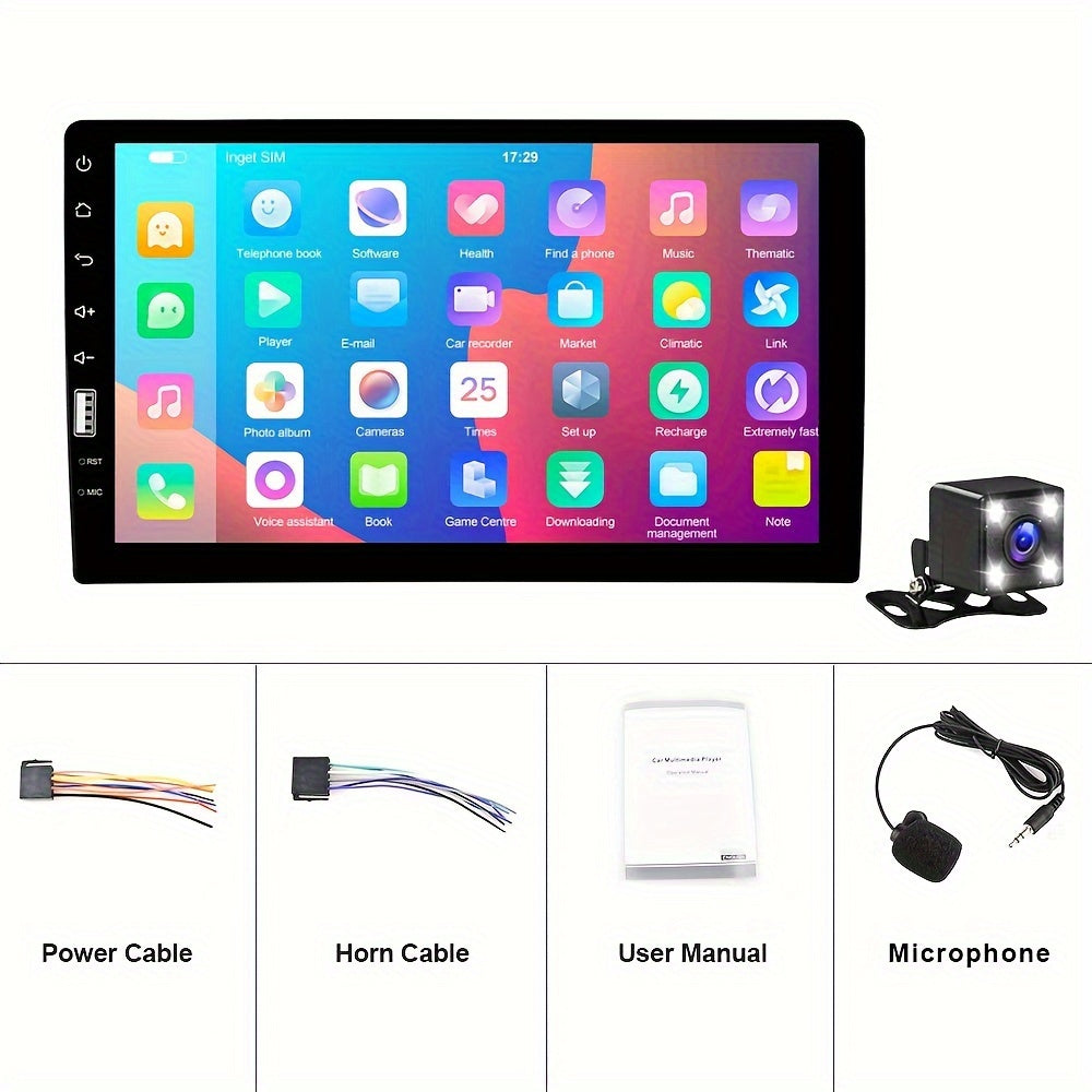 Hikity 1 DIN Car Stereo 9-Inch HD Touch Screen, MP5 Player, USB TF Card, Universal Autoradio Multimedia — Optional Rear View Camera