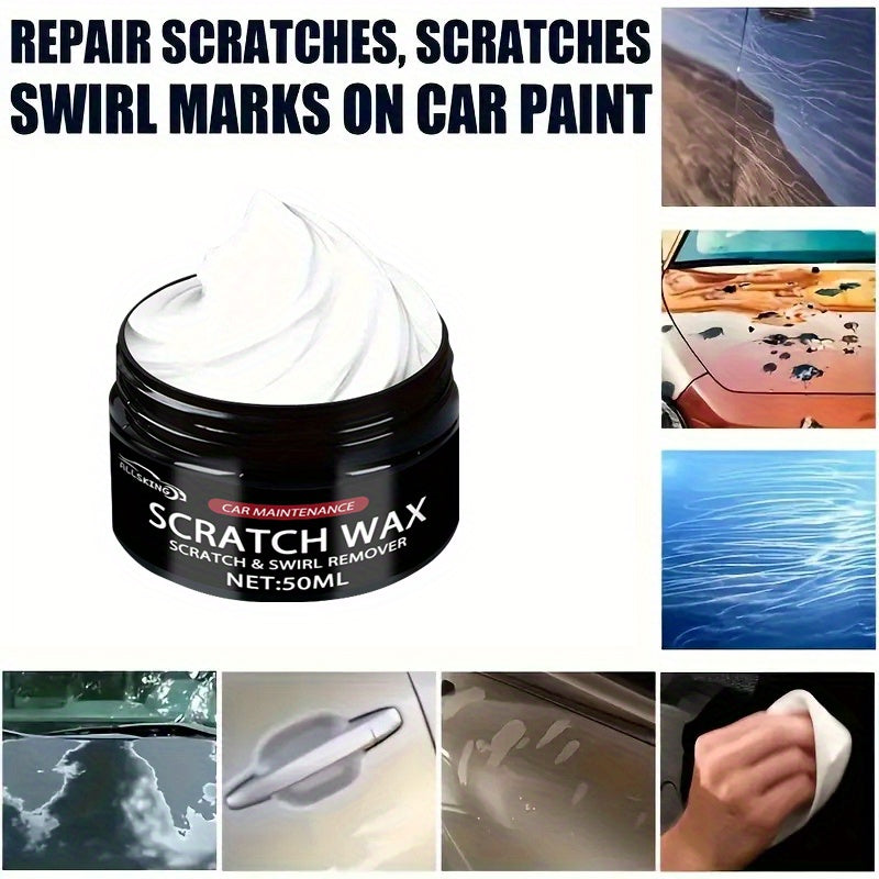 Car Scratch Repair Kit – Paint Scratch Remover & Surface Restorer with Protective Wax, Works on All Paint Colors | Includes Applicator Sponge