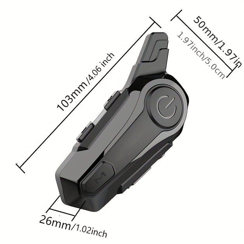 Motorcycle Helmet Bluetooth Intercom Headset – Wireless 2-Rider Communication, Compatible with Full-Face, 3/4 & Open-Face Helmets