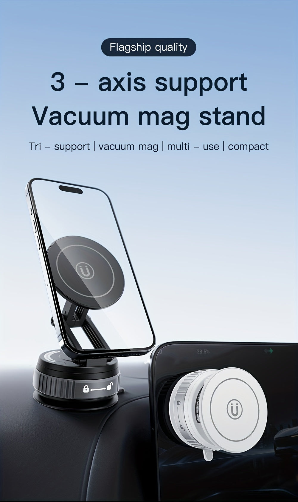 Magnetic Car Phone Mount 360° Rotation – Foldable Universal Holder for iPhone 16 15 14 12 & All Smartphones, Portrait & Landscape