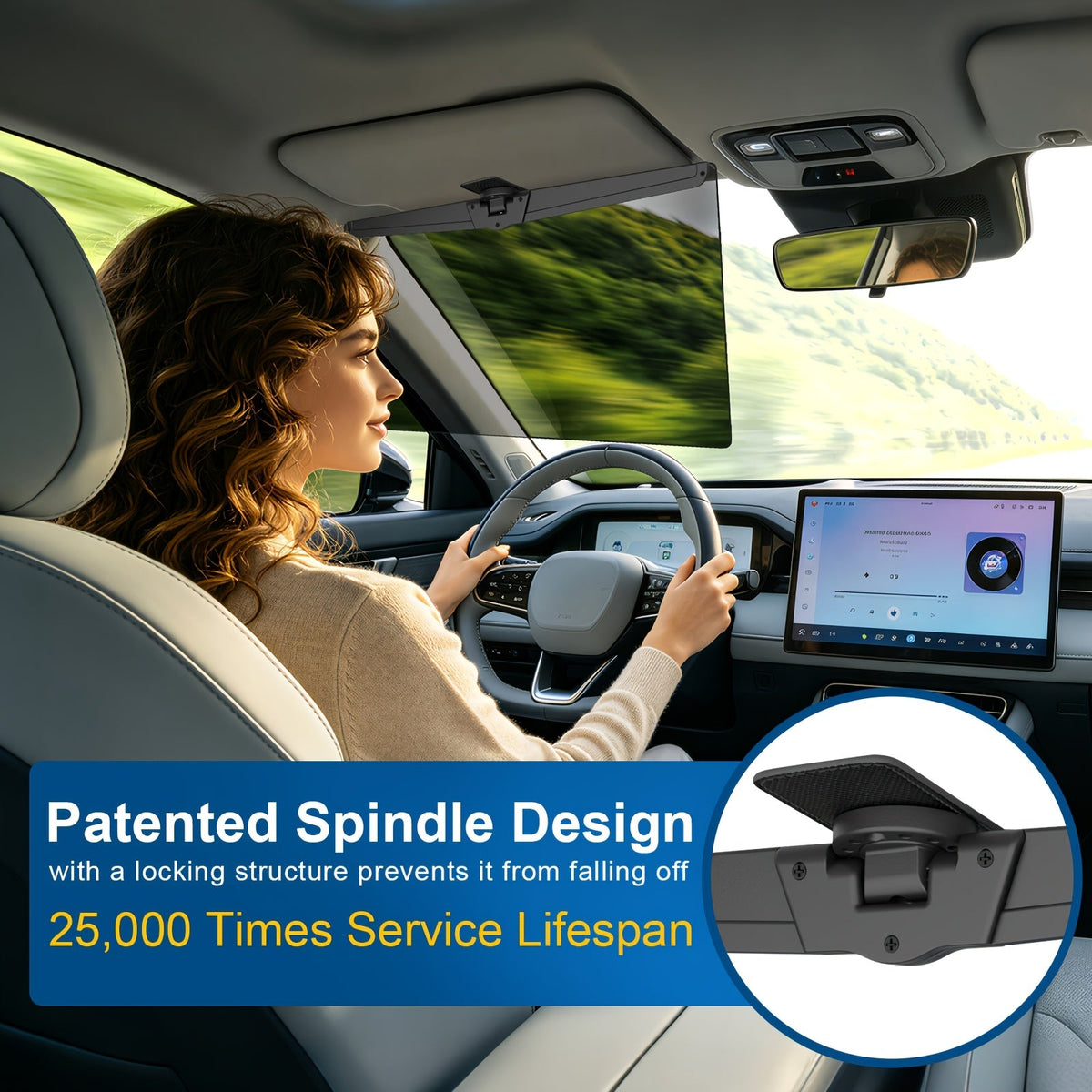 Sun Visor Extender Polarized UV400 Anti-Glare Clip-On – Adjustable Driving Glare Shield | Universal Fit Car SUV Truck Eye Protection