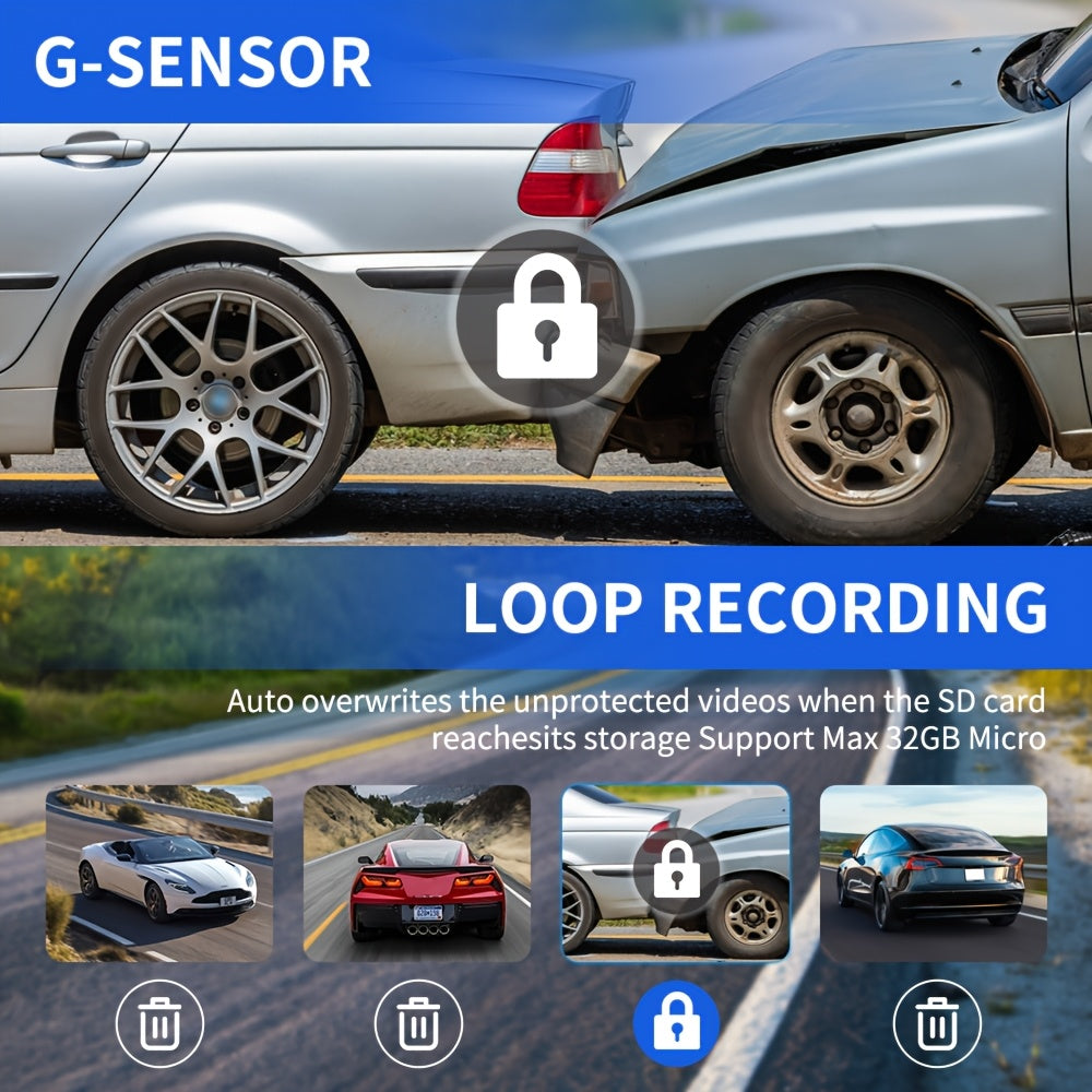 Dual Dash Cam Front and Interior Camera 1080P, 170° Wide Angle Night Vision Loop Recording G-Sensor, Car DVR for Rideshare Uber Lyft Taxi Drivers