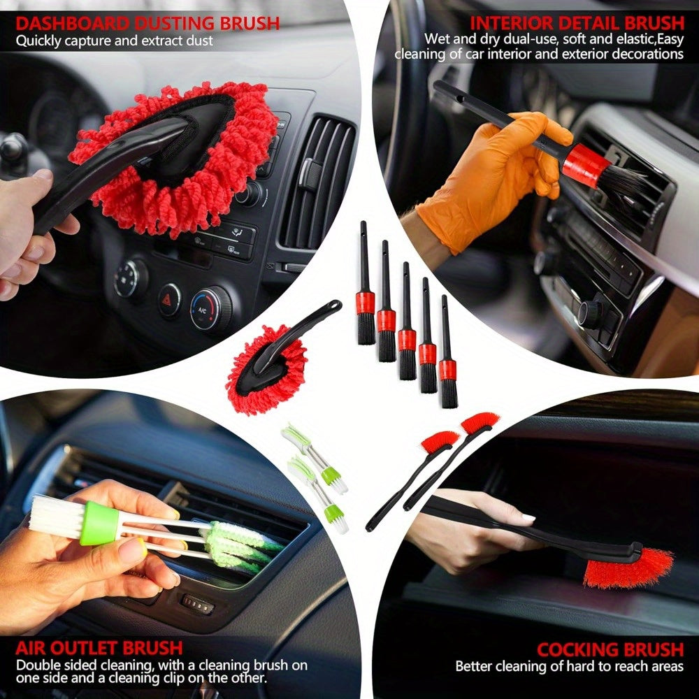 Car Detailing Brush Set – 18 or 35 Piece | Interior, Exterior & Wheel Cleaning Kit with Windshield Tool | Professional Car Care Brushes